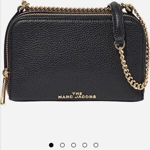 Marc Jacobs Black and Gold Crossbody Bag with Textured Leather